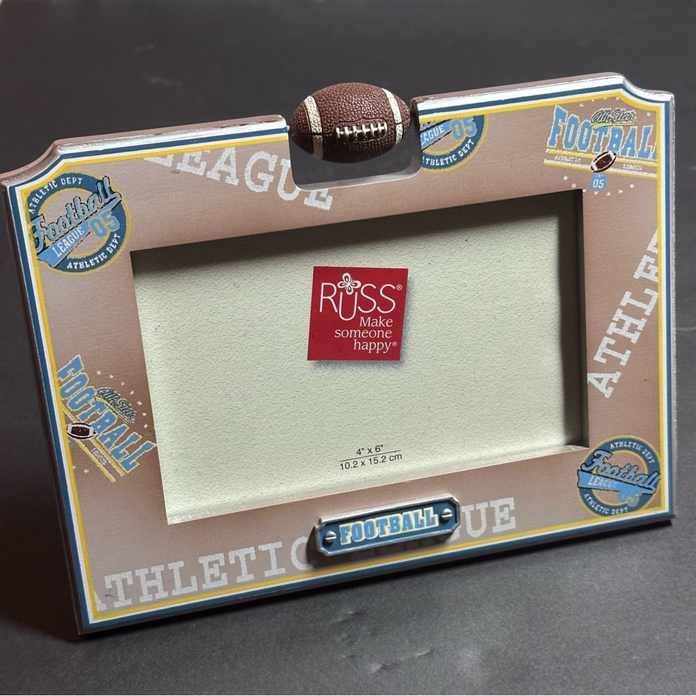 Russ Brown Football Photo Frame. Moving ball 🏈 accent. 4 x 6. Vintage. Good